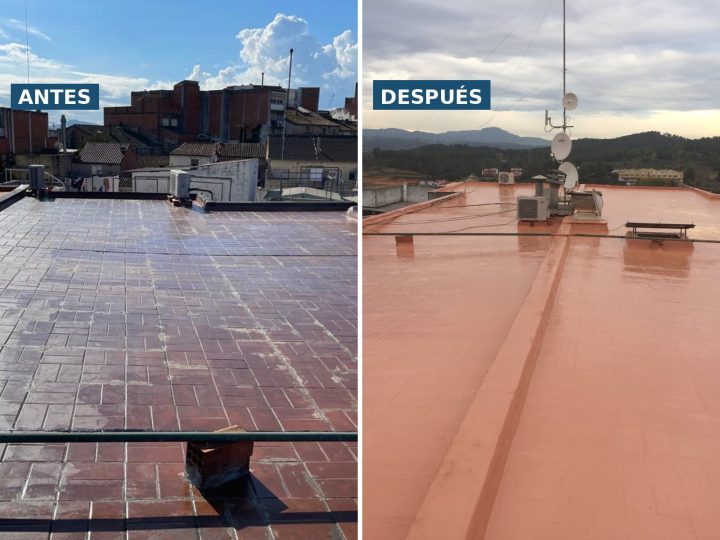 Cubierta antes y después de la rehabilitación
