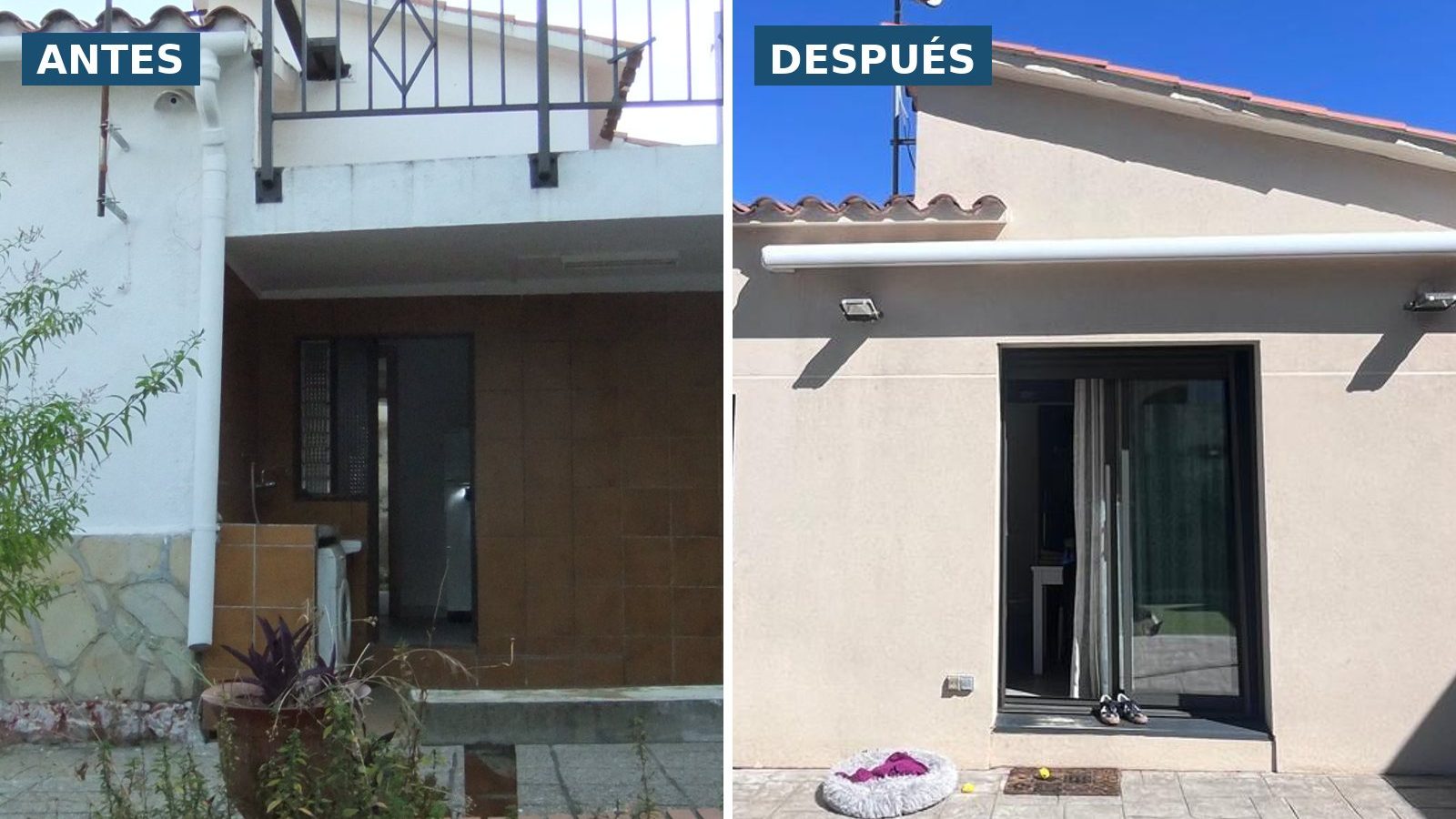 Fachada antes y después de la reforma