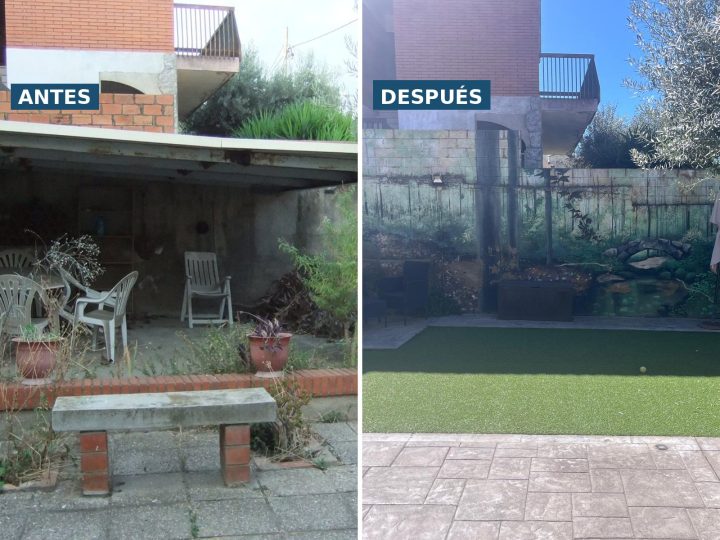Patio antes y después de la reforma